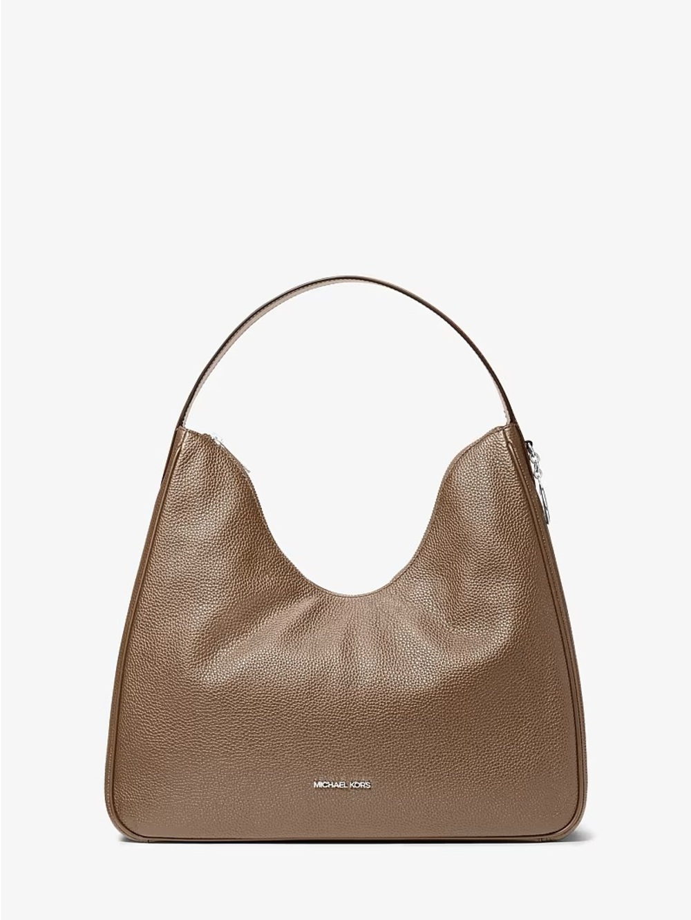 MICHAEL KORS Pebbled Taupe Leather Shoulder Tote